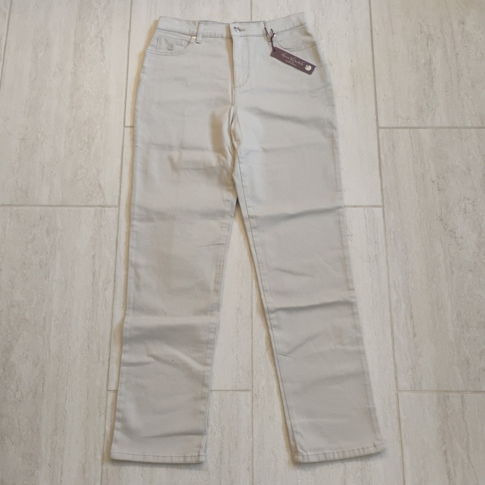Gloria Vanderbilt Amanda Jeans Womens Size 8 Beige Pebble Stone Tapered NWT NEW